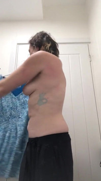 Braless, Commando, Tattooed Chick Trying on New Clothes. Part 1 of 2.