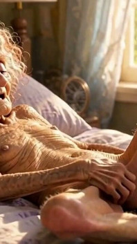 Femme de 90 ans qui se masturbe son sexe ridé et laid