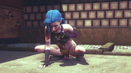 Waifu club 3D: Jinx a găsit un vibrator roz pe stradă și îl călărește