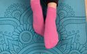 Gloria Gimson: Fitness Girl Does Exercises on the Mat in Socks and...