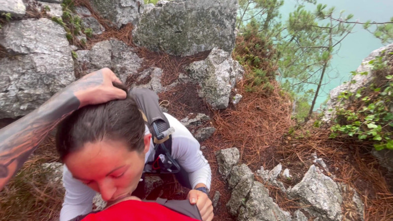 Dazzlingfacegirl: Suck stranger cock in forest and swallowed her cum