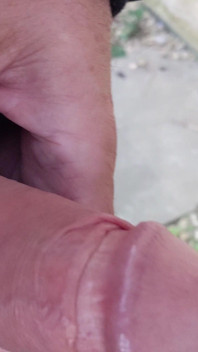 Big Uncut Cock Close up Outdoor Masturbation Wearing Denim Shorts - Rockardglans