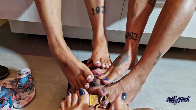 Mibby Fetish: Six Goddess Feet on the Face of a Submissive Guy