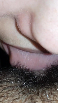 Lesbian Hairy Pussy Eating Close up