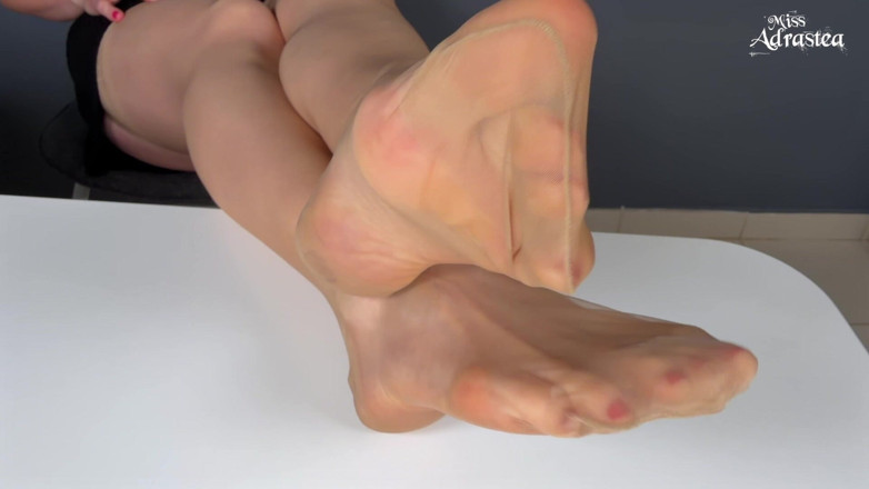 Miss Adrastea: Suck My Sweaty Nylon Toes! - Pantyhose Domination with Foot Worship...