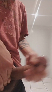 Cumshow in the Bathroom at Work