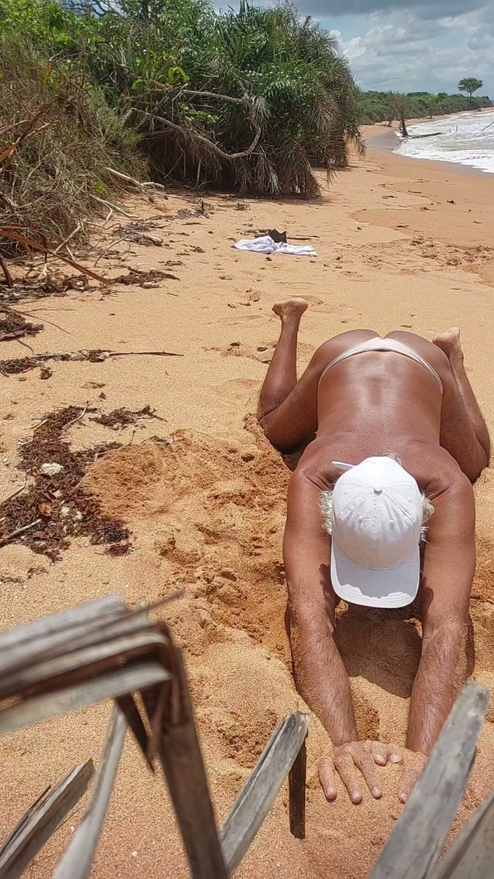 Ladysilvas: Ladysilva Femboy on the Beach Wearing Panties Showing off Her...