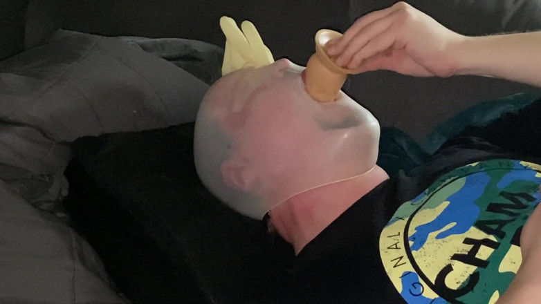 ButHoleDildoLover: My second breathplay - Dildo sucking 26x7cm dildo.