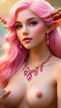 Big Breasted Nude Elf Girl with Crab Apple