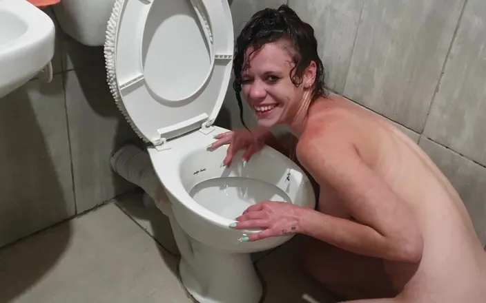 petite-mia: Human Toilet Slut Pisses on Her Own Face While Head...