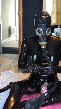 Latex Doll Little Pink Chastity Training, Breathing Through Her Gas Mask