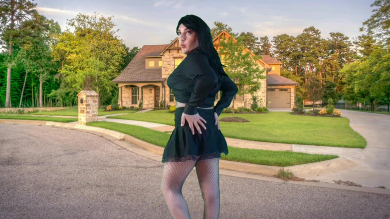 Kitty_Cross: 555 Femboy Outdoor Pretty Gothic Traveller in Front of Sweet...