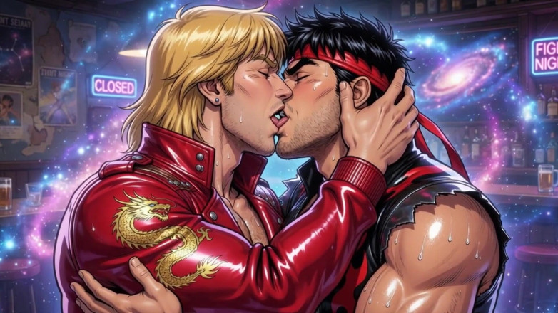 Erotic Man: Ken and Ryu Making Out (ai)