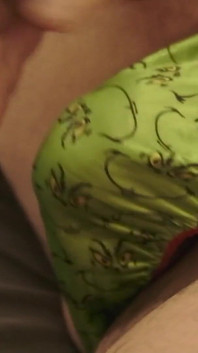 Green Satin Grinch Thong Play