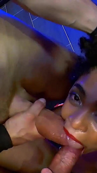 Ggg - Curly Ebony Slut Fucked Hard by Multiple Cocks and Covered in Cum