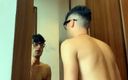 Idmir Sugary: Tattooed Pierced Twink Cums on the Mirror and Licks Own...