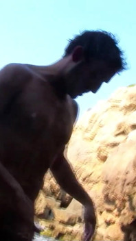 Step father with big cock fucks skinny teen and her friend on vacation outdoor
