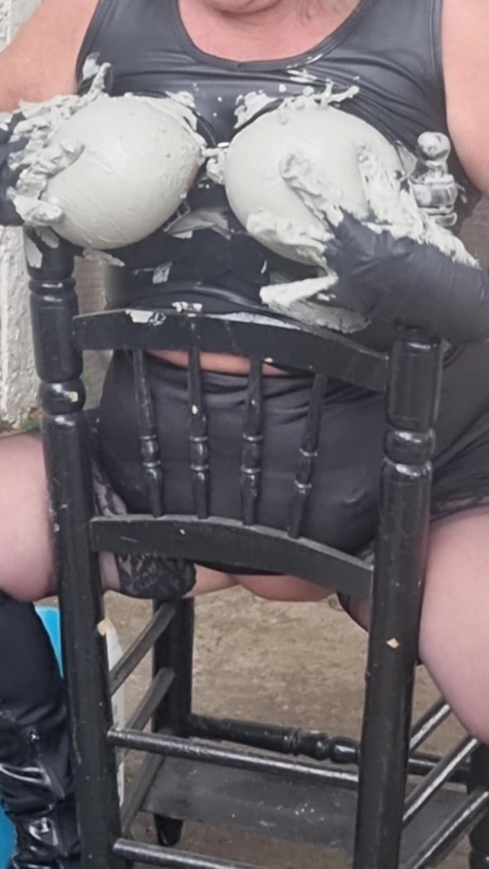 Julie Cunningham: Set021 My Tits Out and Bound with Straps Putting Clay...