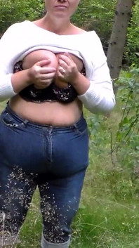 Jen Is Flashing Her Boobs in the Woods