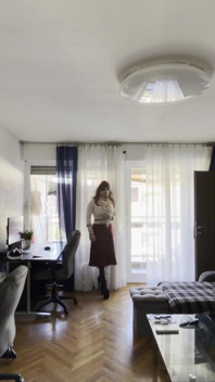 Crossdresser Walking Around the Apartment Showing High Heels and Lovely Pearls