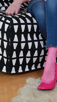 Rosa strumpor och rosa pumps