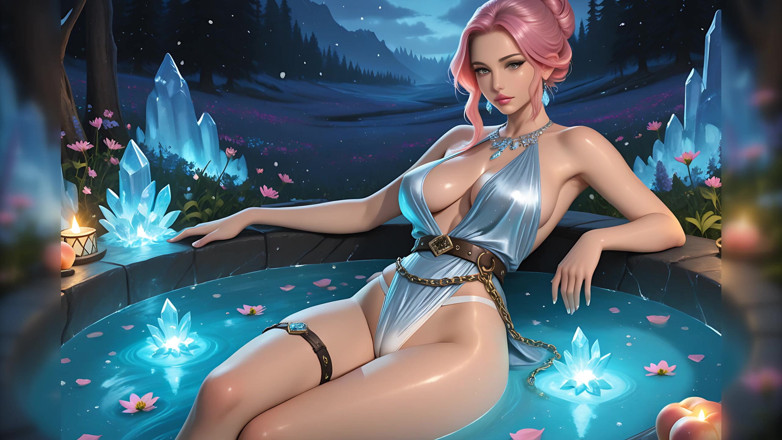 LustRender: 成熟的熟女在肥皂浴，半眼瞪口呆