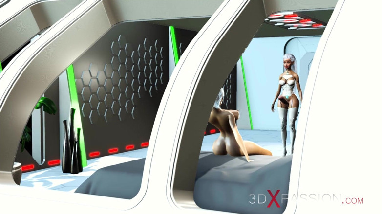 3dxpassion-transgender: A hot 3d sci-fi android dickgirl fucks a sexy girl in...