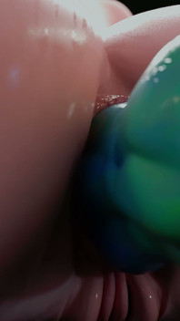 Mainan ungu yang bengkung Mei dengan buah dada besar regangan ternganga dubur & inflasi sperma perut - animasi 3D Rule34