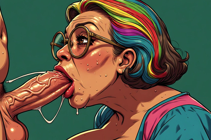 AI Porn: Granny Messy Blowjobs Art