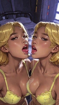 Fetiș cu lesbiene blonde cu limbă și sărutări, Ai Animation