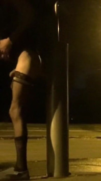 Mengongkek diri saya di taman dengan dildo putih