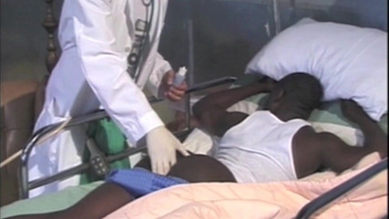 Gaybareback: Ebony fucked by medical boy
