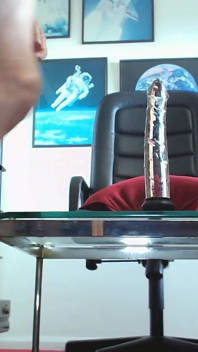 Playing with 9 Inch Glass Dildo