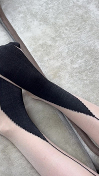 Solo Caressing Long Legs in Black Nylon Pantyhose