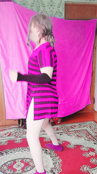 Kitty_Cross: Dance Show Pinky Dress Hot White Cute Femboy Gospodyni Crossdresser