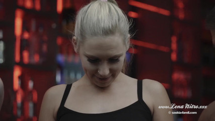Lena Nitro: Pierced blonde beauty gets spitroasted in a threeway action