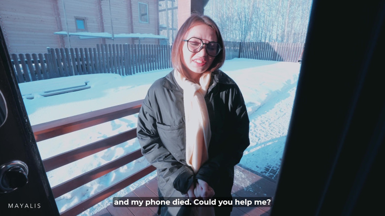 Lily Cute: Hot Stranger Knocks - She Lets Him in to Warm up!