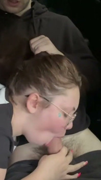 Horny Nerd Girl Sucks Dick in the Car