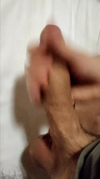 Big White Cock Jerked off in Hotel Bed