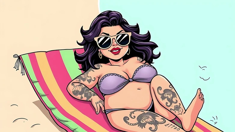 AI Porn: Ai Tattoo Art Curvy Bikini Women