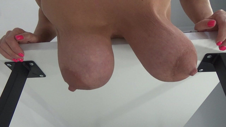 AnnaBUST: Big Boobs Hanging off the Table