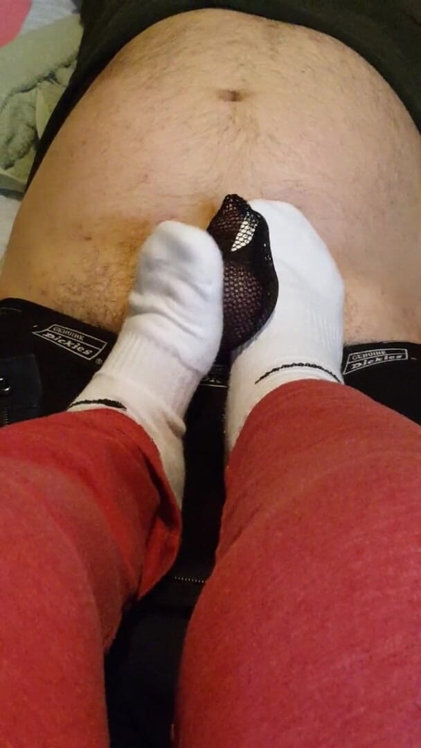 Miss Sock trampler: Stomping his cock with my white socks