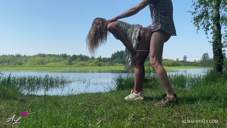 Alisa Lovely: Cute babe risky suck and doggy style fuck by the...