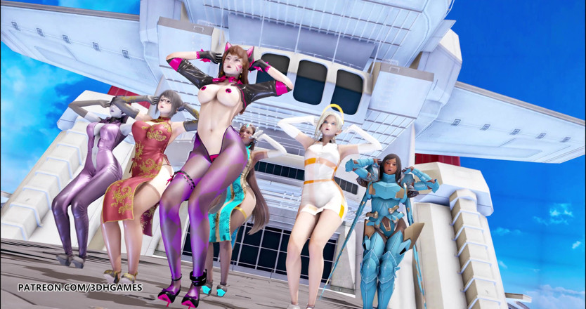 3D-Hentai Games: Red Velvet - striptease com sabor vermelho Dva Mercy Pharah Mei...