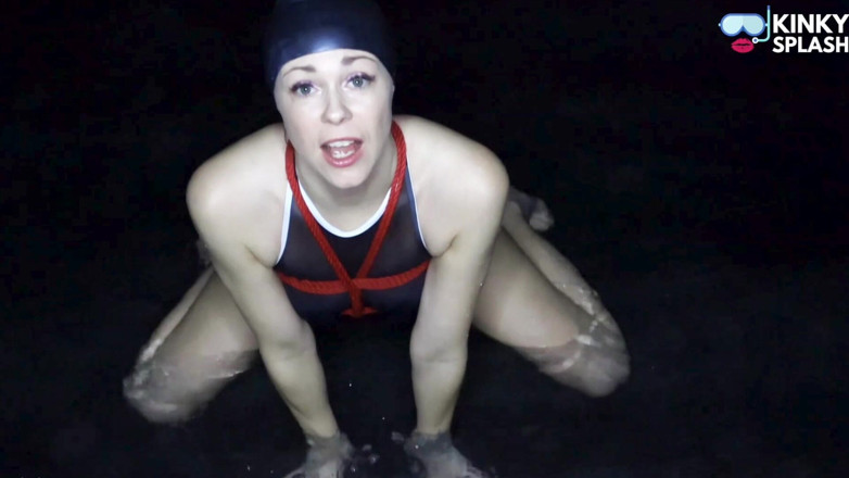 UKCuteGirl Lucy Lauren: Swimwear Rope Bondage in Water: Hogtied &amp; Gagged