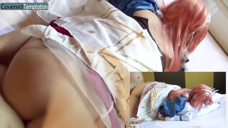 Asian happy ending: Необроблений кремпай gyaru косплеєр стає диким ahegao, відкрита кульмінація після кульмінації