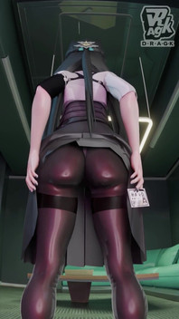 Zzz 3D - Miyabi Shows Her Sexy Thicc Ass in Stockings and Gives Herself a Few Spanks