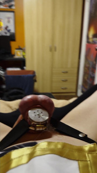 Femboy in Flat Chastity Uses Vibrator to Cum