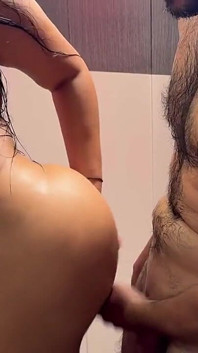 Hot Latina Enjoys Wet Anal Sex Under the Shower with Her Friend