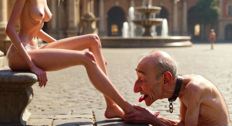 YOUR BEST FANTASY: Submissive Man Worshipping Mistress Feet in Plaza